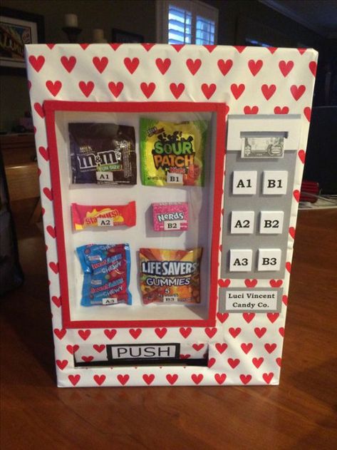 Diy Valentines Vending Machine, Valentines Day Box Ideas Vending Machine, Valentines Boxes For Kids School Vending Machine, Valentine’s Day Vending Machine, Valentines Day Vending Machine Boxes, Valentines Box Ideas For Teens, Pop Machine Valentines Boxes, Valentine Box Vending Machine, Valentine Vending Machine Box Ideas