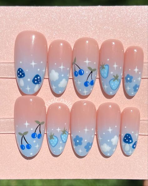 Warning: These nail art ideas may cause extreme jealousy and an overwhelming desire to promptly schedule your next appointment at the salon! So, if you’re not prepared to have the most enviable nails in town, it may be best to turn back now. Aquatic Nail Designs, Blueberry Cow Nails, Squishmellow Nails, Japanese Nail Designs Kawaii, Hippo Nails, Stardew Valley Nails, Kirby Nail Art, Nail Designs Disney, Kirby Nails