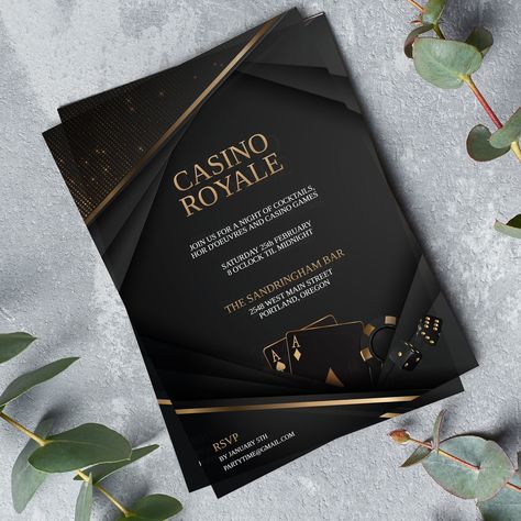 Casino Royale Invitation, Casino Party Invite, Black Tie Invite, Casino Night Invite, Instant Download, Editable Template by TailoredFoxNZ on Etsy Royal Invitation, Casino Royale Theme, Casino Party Invitations, Casino Royale Party, Vegas Party, Casino Royale, Casino Night, High Stakes, Casino Party