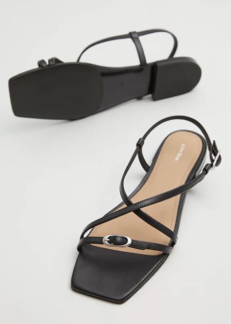 Strappy Flat Sandals, Black And White Sandals, Black Sandals Flat, Strappy Sandals Flat, Strappy Flats, Black Strappy Sandals, Woven Sandals, City Breaks, Knee High Leather Boots