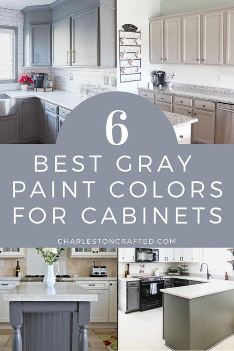 6 best gray paint colors for cabinets Lowes Kitchen Cabinets Paint, Grey Kitchen Cabinets With Wood Accents, Kitchen Cabinets Repose Gray, Best Light Grey Paint Color For Kitchen Cabinets, Gray Color Kitchen Cabinets, Grey Color Palette Kitchen Gray Cabinets, Benjamin Moore Oxford Gray Cabinets, Best Gray Paint Colors For Furniture, Behr Blue Gray Paint Colors Kitchens