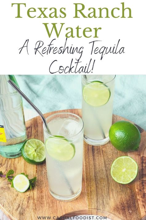 Homemade Ranch Water, Vodka Water Drinks Recipes, Texas Ranch Water, Porch Drinks, 310 Recipes, Ranch Water Recipe, Cocktail Recipes Tequila, Ranch Water, Tequila Recipe