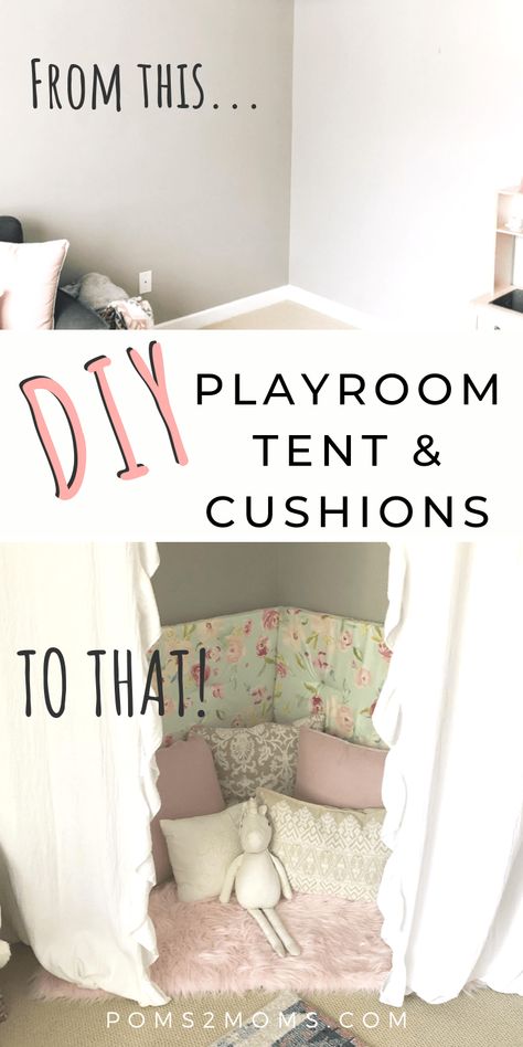 Diy Playroom Tent, Playroom Tent Ideas, Play Tent Decorating Ideas, Playroom Tent, Diy Play Tent, Ultimate Playroom, Diy Kids Tent, Girls Teepee, Tent Hacks