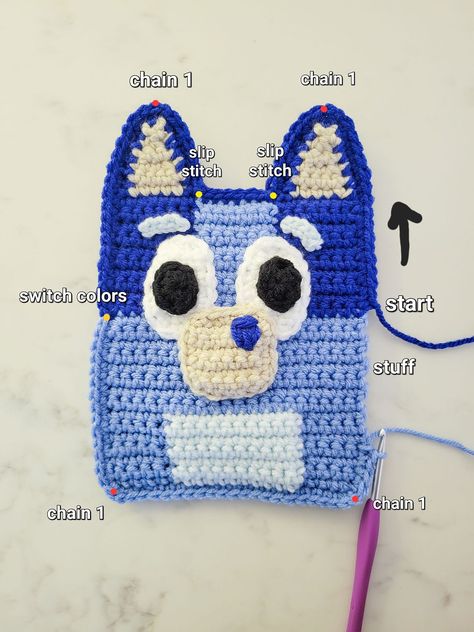 Crochet Bluey, Crochet Owl Pillows, Diy Crochet Headband, Disney Crochet, Crochet Stuffies, Crochet Ghost, Stitch Ears, Large Crochet Hooks, Crochet Applique Patterns Free