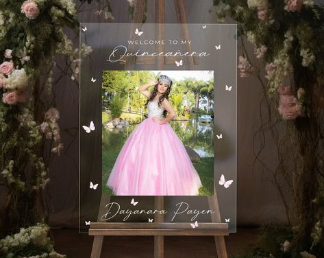 LoveLetterssPrintCo - Etsy Secret Garden Sweet 16 Theme, Decoraciones De Quinceanera Ideas, Court Table Quinceanera, Backyard Quinceanera Ideas, Quinceañera Decorations Ideas, Elegant Quinceanera Themes, Pink Quince Theme, Butterfly Quinceanera Theme, Quince Poses