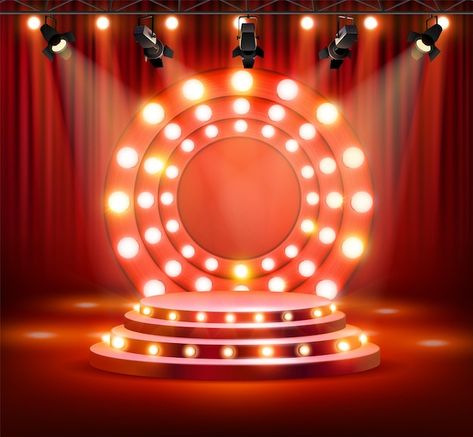 Red Spotlight, Creative Photography Logo, Stage Podium, Retro Stage, Kaleidoscope Images, Music Festival Poster, Celebration Background, Film Poster Design, Free Photo Frames