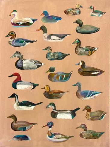 size: 12x9in Giclee Print: Decoy Ducks by Alex Williams : Duck Decoy Decor, Cottagecore Prints, Alex Williams, Duck Nursery, Duck Decor, Duck Art, Giclee Painting, New Works, Off Grid