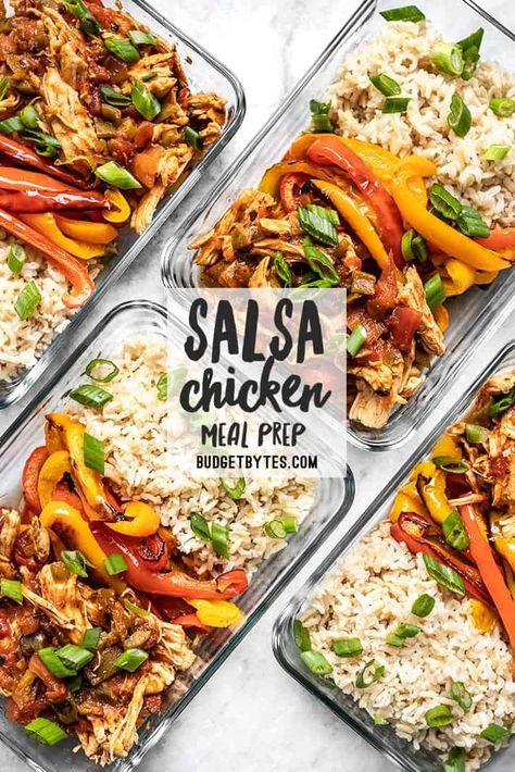 Salsa Chicken Meal Prep, Shredded Chicken Meal Prep, Easy Salsa Chicken, Chicken Meal Prep Bowls, Macro Diet, Easy Salsa, Work Lunches, Salsa Chicken, Prep Bowls