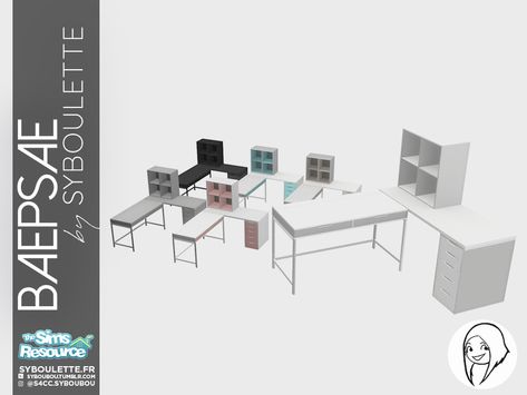 Industrial Coffee Shop, Teen Desk, Sims 4 Piercings, Sims 4 Kitchen, Die Sims 4, Corner Furniture, Muebles Sims 4 Cc, L Shape Desk, Sims 4 House Plans