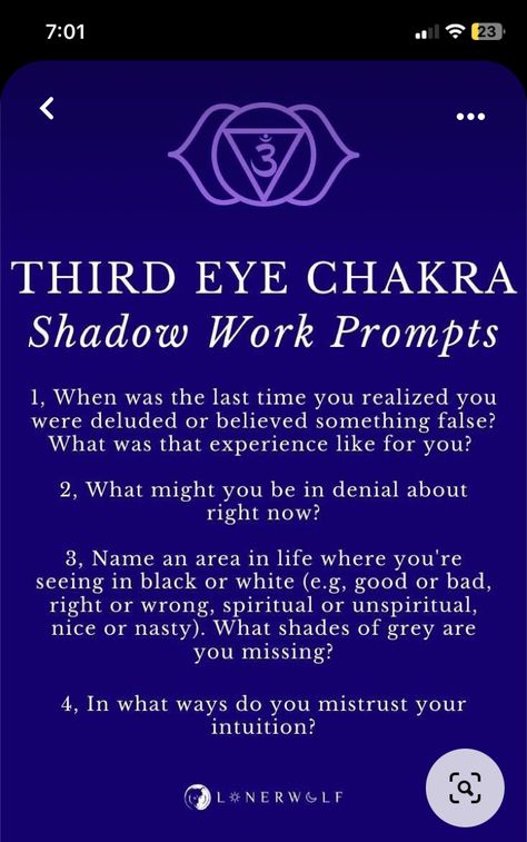 Chakra Shadow Work Prompts, Journaling Topics, Writing Affirmations, Healing Journal Prompts, Chakra Journal, Third Eye Chakra Healing, Spiritual Awakening Higher Consciousness, Shadow Work Spiritual, Jungian Archetypes