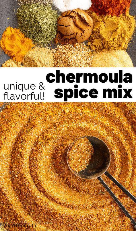 This Chermoula Spice Blend is the perfect blend of ground spices. This African spice blend can be used with a variety of dishes! Paprika Spice Blend, Paella Spice Mix Recipe, Korean Spice Blend, Vegan Spices, Pumpkin Recipes Keto, Keto Seasoning, Moroccan Spice Blend, Moroccan Seasoning, Homemade Ingredients