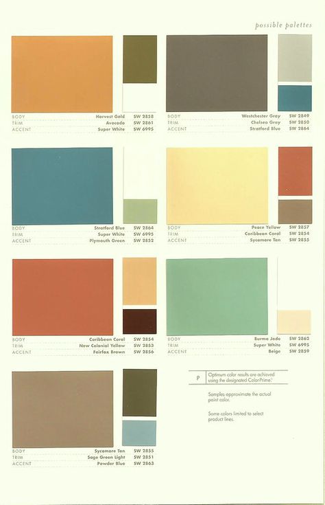 All sizes | Sherwin Williams Color Preservation Palettes (Retro 1950's Paint Colors) | Flickr - Photo Sharing! Mid Century Modern Paint Colors, Mid Century Modern Color Palette, Modern Paint Colors, Casa Retro, Mid Century Colors, Mid Century Modern Colors, Sherwin Williams Colors, Pintura Exterior, Modern Color Palette