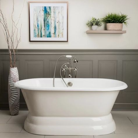 Chevington Laurent Freestanding Soaking Bathtub | Wayfair Pedestal Tub, Cast Iron Bathtub, Refinish Bathtub, Freestanding Tub Faucet, Vintage Tub, Cast Iron Tub, Bathroom Farmhouse Style, Freestanding Tub, Soaking Bathtubs