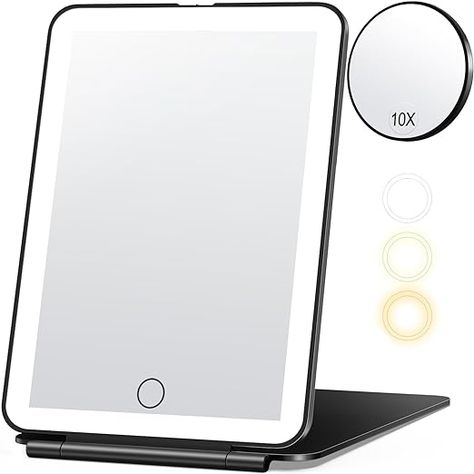 Upgrade your beauty game and make your TikTok dreams come true with Amazon's travel vanity makeup mirror! LED-lit in 3 stunning colors, it's the ultimate stocking stuffer for on-the-go glam. #ViralMirrorMagic #StockingStuffer Travel Vanity, Charger Portable, Travel Makeup Mirror, Lighted Makeup Mirror, Color Lighting, Mirror Vanity, Travel Mirror, Circular Mirror, Magnifying Mirror