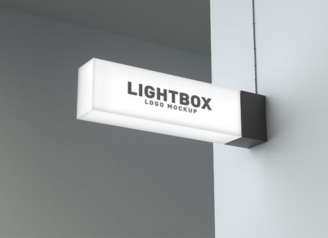 Free Lightbox Logo Signage Mockup PSD - Good Mockups Neon Box Design Outdoor, Word Light Box, Light Box Signage, Signage Lightbox Design, Acrylic Light Box Signage, Signage Mockup, App Social Media, Lightbox Signage, App Social