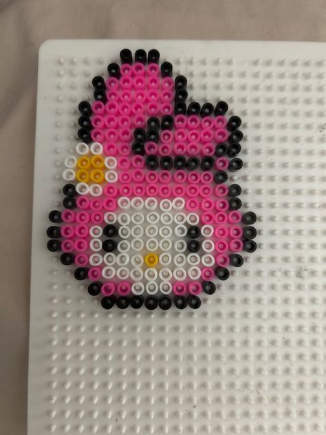 My Melody Bead Pattern, Perler Bead Patterns My Melody, My Melody Perler Beads Pattern, My Melody Perler Beads, Hama Beads Hello Kitty, Pixel Beads, Beads Patterns, Melody Hello Kitty, Perler Crafts