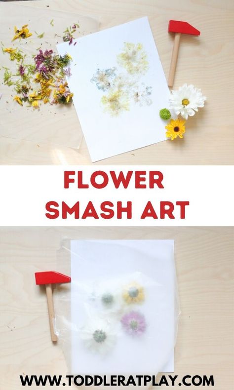 This Flower Smash Art is a great way to use up an old bouquet or try this smash craft with wildflowers from the outdoors! #natureinspiredcrafts #recycledcraftsforkids #flowercraftsforkids Art For Toddlers, Preschool Garden, Recycled Crafts Kids, Garden Activities, Toddler Arts And Crafts, Spring Preschool, Daycare Activities, Kids Projects, Daycare Crafts