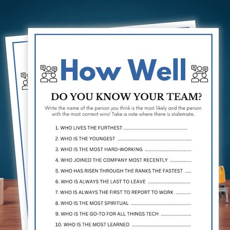 Team Building Games, How Well Do You Know Your Team, Team Building Activity, Coworker, Happy Hour, Teammates, Workmate, Team Building - Etsy How Well Do You Know Me Game, Football Team Bonding Activities, Team Building Games For Teachers, Team Bonding Games Work, Team Building Questions For Coworkers, Team Bonding Activities Sports, Team Bonding Activities Cheerleading, Team Building Activities For Teachers, Team Building Games For Coworkers