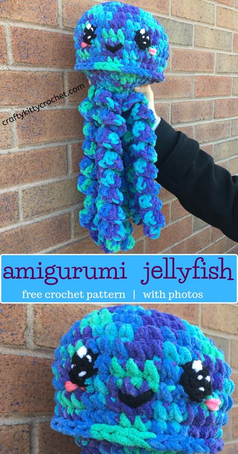 Yarn Jellyfish, Jellyfish Crochet Pattern, Amigurumi Jellyfish, Crochet Jellyfish, Octopus Crochet Pattern, Amigurumi For Beginners, Crocheted Jellyfish, Diy Yarn, Crochet Octopus