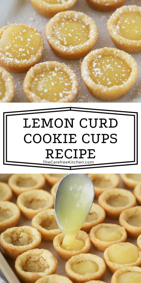 Lemon Curd Cookies Recipe, Lemon Bar Cookies, Cookie Cups Recipe, Dessert Oreo, Lemon Curd Recipe, Lemon Dessert Recipes, Curd Recipe, Cookie Cups, Lemon Cookies