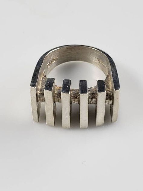 Contemporary Jewelry Rings, Wax Carving Jewelry, Silversmithing Jewelry, Estate Ring, Modernist Ring, Metalwork Jewelry, Unusual Rings, Modernist Jewelry, Never Regret