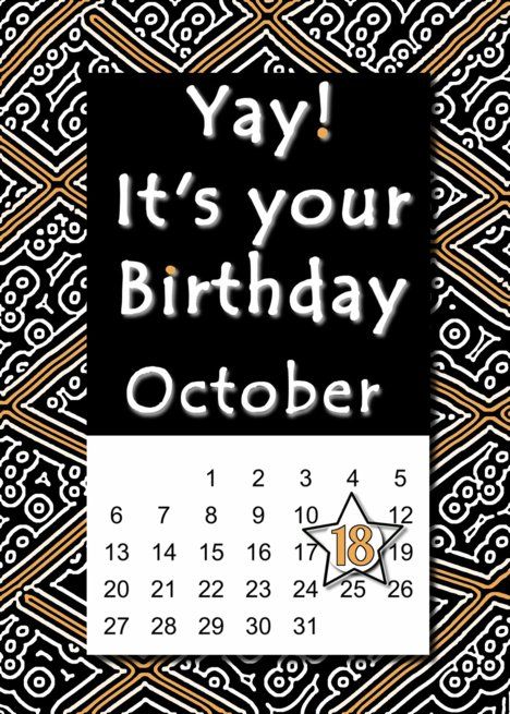 October 18th Yay It&rsquo;s Your Birthday date specific card Happy Birthday Wishes For My Self, Birthday Month Quotes, Handmade Invitation Cards, Its My Birthday Month, Holiday Flyer Design, Birthday Date, Birthday Friend, Bff Birthday, 24th Birthday