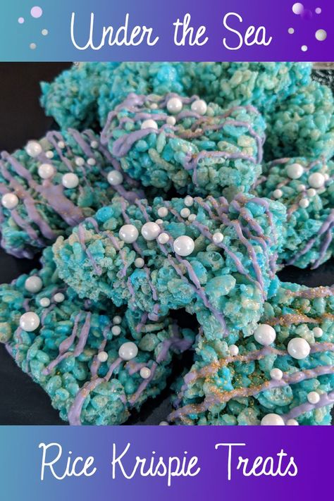 Under The Sea Rice Krispie Treats, Under The Sea Theme Snacks, Mermaid Rice Crispy Treats, Mermaid Rice Krispie Treats, Mermaid Treats, Mermaid Birthday Party Food, Addison Grace, Fantasy Birthday, Mermaid Movie