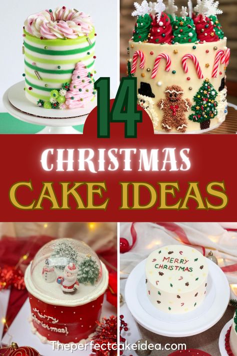 Christmas cake ideas Beautiful Christmas Cake, Christmas Cake Ideas, Christmas Cakes Easy, Easy Designs, Christmas Holiday Cake, Christmas Cake Pops, Christmas Cake Designs, Easy Halloween Food, Christmas Cake Recipes