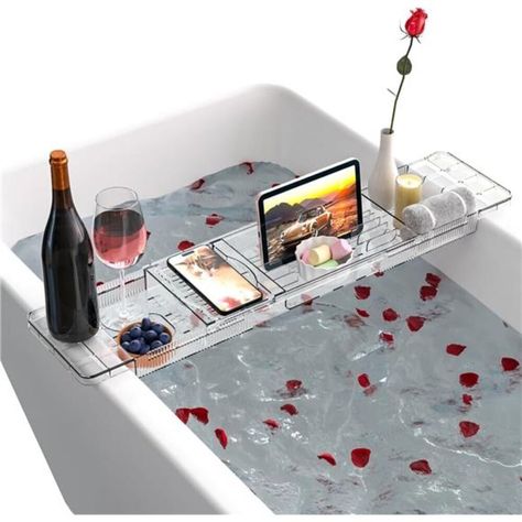 Clear Premium Bathtub Tray Caddy, Expandable Bath Tray For Tub,Bath Tub Tray Table For Bathtub,Fits Most Bath Tubs,Luxury Bathtub & Bathroom Accessories For New Home, Relaxing Spa For Women,1pcs Fast Shipping Brand New In Box, Still Factory Sealed Click "Buy Now" Button To Place Order Adjust Sizeour Bathtub Caddy Tray For Tub Easily Adjustable To Your Desired Width Expanding From 22.3" To 31.8". No Specific Tools Required. Quality Materialthis Unique Bath Tray Table For Tub Made Of The High Qual Bathtub Caddy Tray, Bathtub Storage, Wooden Bathtub, Bath Rack, Tub Tray, Luxury Bathtub, Bathtub Caddy, Bath Shelf, Bathtub Tray