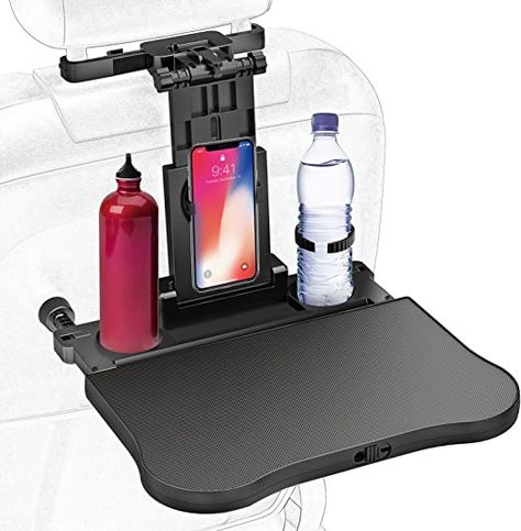 [CAR SEAT BACK TRAYS] This creative car table tray will let you eat, work, and study in the car freely just as home,no more misplacing food,working on your laps and studying on the seat cushions!Get this car seat travel tray, release your hands and enjoy your road trip! [BACK SEAT ORGINAZER] The tray for car back seat can be stretched out for placing multiple items,such as laptop or tablet for working,glasses or pen for studying, pizza or snacks for dinner. Car Seat Travel Tray, Car Seat Tray, Travel Tray, Car Table, Micro Camper, Laptop Tray, Metal Pole, Organization Essentials, Console Organization