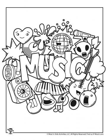 Kawaii Printable Coloring Pages | Woo! Jr. Kids Activities Music Colouring Sheet, Mapeh Arts Design, Talent Show Coloring Pages, Music Colouring Pages, Doodle Art Drawing Coloring Pages, Mapeh Design, Doodle Art Coloring Pages, Kawaii Music, Doodle Coloring Page