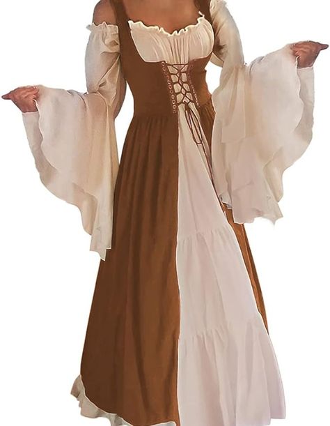 Amazon.com: Abaowedding Womens's Medieval Renaissance Costume Cosplay Over Dress : Clothing, Shoes & Jewelry Medieval Dress, Masquerade Party Dresses, Moda Medieval, Medieval Outfit, Ren Faire Outfits, Fair Outfits, Boho Dresses Long, Over Dress, Medieval Costume