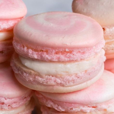 How To Make Macarons Recipe by Tasty Cheesecake Macarons, Kue Macaroon, French Macarons Recipe, Cake Recipes Easy Homemade, Macaroon Recipes, Macaron Recipe, Strawberry Cheesecake, Easy Cake Recipes, Food Cakes