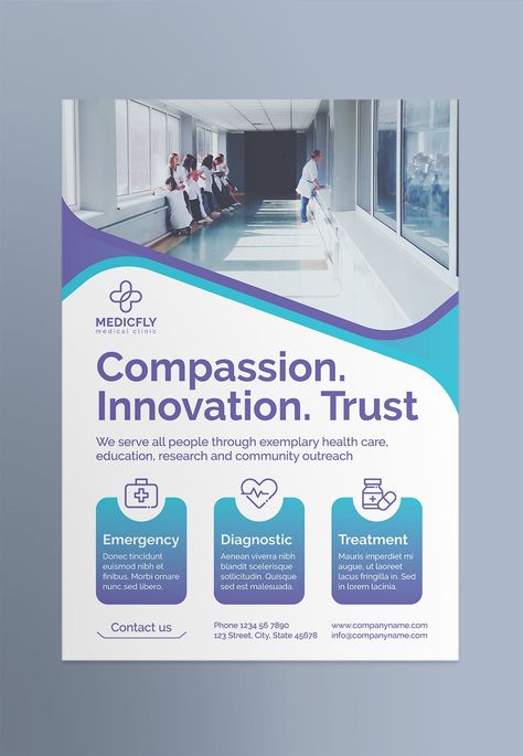 Medical Clinic Poster Template AI, EPS, INDD, PSD Clinic Poster, Medical Flyer, Medical Brochure, 브로셔 디자인, Medical Posters, Flyer Design Layout, Flyer Design Inspiration, Flyer And Poster Design, Flyer Layout