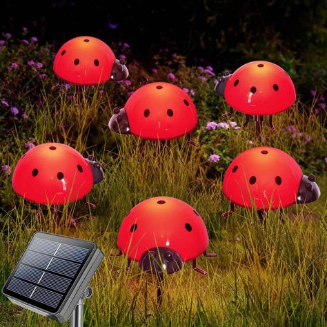 PRICES MAY VARY. 🐞【Super Cute Ornaments for Garden Decor】Our solar powered ladybugs are realistic, vivide color, nice size and nicely made, so bright and so cute, add whimsical touch to your garden during the daytime and night. Brighten up your front yard or out back garden, makes you smile. 🐞‍【Solar Garden Lights Outdoor Decor】Solar powered decorative lights, dawn to dusk lamp, automatically turns on/off every day, energy-saving and environmentally friendly, no electricity bills. They are bri Lights For Garden, Ladybug Decorations, Fairy Garden Ornaments, Ladybug Garden, Unique Garden Decor, Outdoor Lighting Landscape, Yard Decorations, Outside Patio, Farmhouse Garden