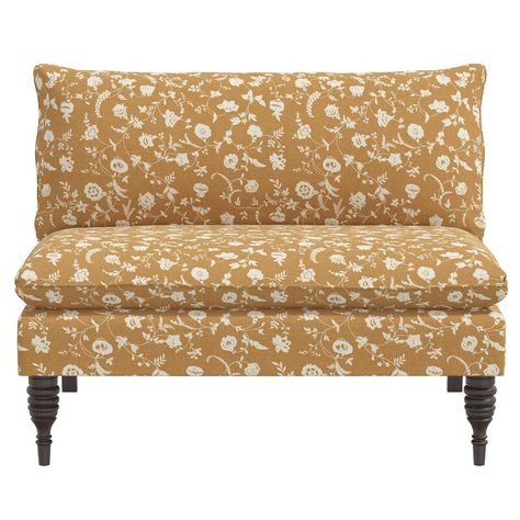 Leiva 47'' Cotton Settee & Reviews | Birch Lane Skyline Furniture, Armless Loveseat, Living Room Furniture Sofas, Cozy Throws, Settee, Birch Lane, Floral Fabric, Antique Style, Comfortable Seating