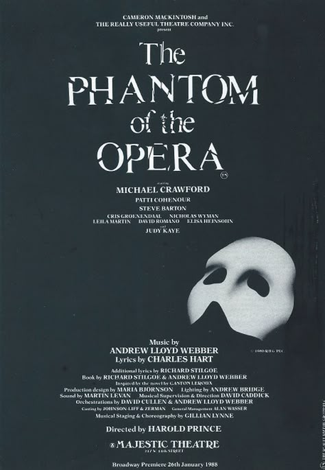 Phantom of the Opera original Broadway poster Broadway Musicals Posters, Broadway Poster, Musical Theatre Posters, Opera Poster, Hamilton Poster, Broadway Posters, Play Poster, The Phantom Of The Opera, Theatre Poster