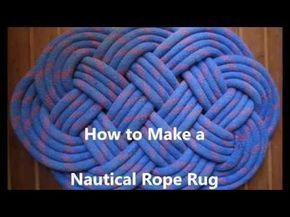 How to Make a Nautical Rope Rug - YouTube #RopeRugs Nautical Rope Crafts, Nautical Rope Decor, Rope Mat, Rope Weaving, Nautical Rugs, Rope Rug, Braided Rug Diy, Rope Projects, Nautical Knots