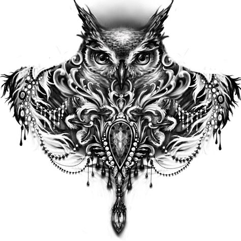 Here's a rough draft idea on procreate of what I'm tattooing on @nikkisimpsontattoos 's THROAT AND FULL CHEST tomorrow! Eventually going… Hals Tattoo Mann, Full Neck Tattoos, Owl Tattoo Drawings, Tato Dada, Throat Tattoo, Nikki Sims, Neck Tattoos Women, Owl Tattoo Design, Neck Tattoo For Guys