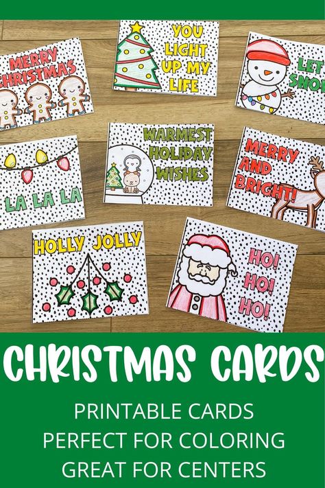 These printable Christmas cards are perfect from students to parents. They are easy for elementary students to use in a December writing center. No prep, simply print, color, write and send! December Writing, Students Christmas, Punny Cards, Primary Students, Easel Activities, Student Data, Printable Christmas Cards, Writing Center, Grade 5