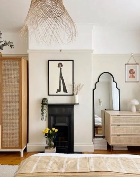 Warm Bedroom Paint Colors, Neutral Bedroom Paint, Farrow And Ball Bedroom, 1930s Semi, Off White Paint Colors, Wimborne White, Farrow & Ball, Wooden Window Frames, Warm Bedroom