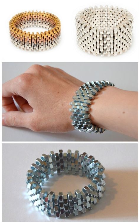 Hex Nut Jewelry, Nut Bracelet, Hardware Stores, Diy Jewelry Rings, Hardware Jewelry, Diy Jewelry Holder, Diy Jewelry Tutorials, Schmuck Diy, Diy Collier