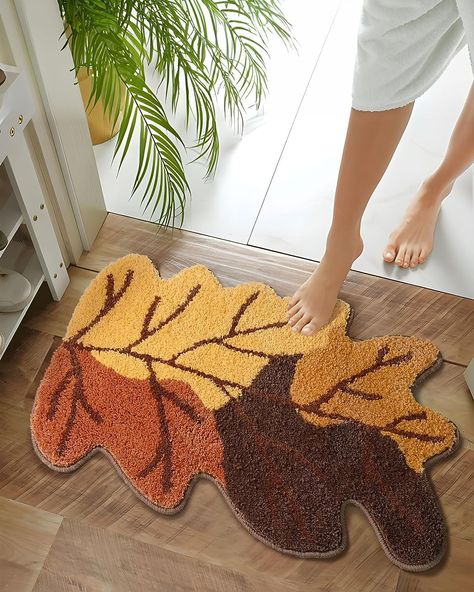 Fall Bathroom Rugs Cute Maple Leaf Bath Mat, Washable Non-Slip Absorbent Microfiber Bath Rug for Tub Shower Autumn Farmhouse Decor, 20''x32'', Yellow/Brown/Rust Rugs Cute, Autumn Farmhouse, Fall Bathroom, Tub Shower, Bath Rug, Bathroom Rugs, Maple Leaf, Bath Mat, Farmhouse Decor