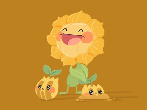 Sunflower by Pon Cervantes Sunflower Character, Sunflower Png, Sunflower Design, Game Assets, Global Community, Creative Professional, Pikachu, Sunflower, Mosaic