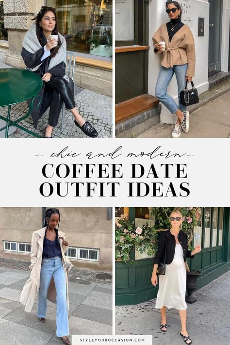 Looking for coffee date outfit ideas that are cute, casual, and classy? Check out this list of 15+ coffee shop date outfit options that will make an excellent first impression (plus size, mid size, regular, and petite), whether your date is the spring, summer, fall, or winter! Be inspired with these date outfits that create a polished aesthetic so the last thing you'll need to worry about is your outfit! Bakery Date Outfit, Coffee Date Outfit Autumn, Book Store Date Outfit, Breakfast With Friends Outfit, Fall Lunch Date Outfit, Fall Coffee Date Outfit, Outfit For Breakfast With Friends, Morning Coffee Date Outfit, Coffee With Friends Outfit