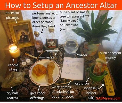 An Ancestral Altar is a great way to connect with your lost loved ones and other spirits. Hoodoo Altar, Ancestor Altar, Wild Irish Rose, Candle Fire, Money Candle, Witches Altar, Wiccan Altar, African Spirituality, Pagan Altar