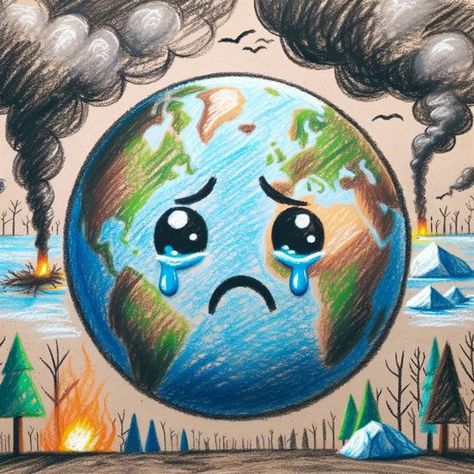 Environment Awareness Drawing, Poster On Environmental Pollution, Smog Awareness Posters, Polluted Earth Drawing, Save Forest Poster Drawing, Life On Land Poster, Environment Awareness Posters, Earth Pollution Drawing, Environment Pollution Drawing