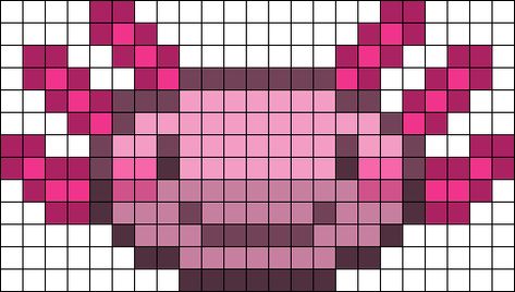 Axolotl Perler Perler Bead Pattern | Bead Sprites | Animals Fuse Bead Patterns Kandi Cuffs, Fuse Bead Patterns, Pony Bead Patterns, Pattern Maker, Kandi Patterns, Bead Sprite, Photo Pattern, Melting Beads, Iron Beads