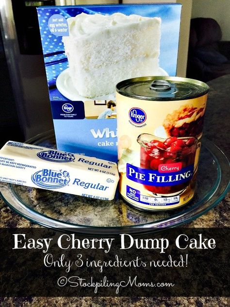 This Easy Cherry Dump Cake recipe is only 3 ingredients and tastes amazing! Easy Cherry Dump Cake, Cherry Pie Filling Recipes, Cherry Dump Cake Recipe, Cherry Cake Recipe, Cherry Dump Cake, Boxed Cake Mixes Recipes, Dump Cake Recipe, Easy Dessert Recipes Quick, Pie Filling Recipes