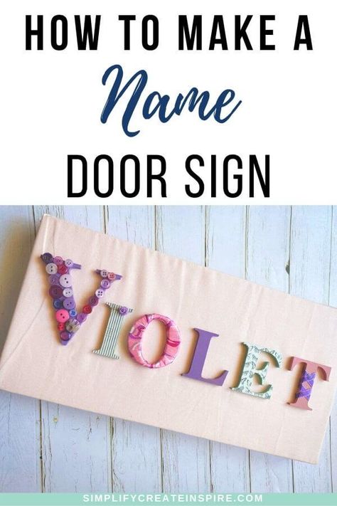 Create your own DIY name sign for the bedroom door or as a wall art for your kid's rooms. This is an easy project that you can make as gifts or one that kids can get involved in too! Kids Door Name Signs, Door Name Plates Diy, Bedroom Door Signs Diy, Diy Name Plates For Door, Kids Room Door Signs, Kids Bedroom Door Signs, Diy Name Signs, Diy Name Sign, Door Name Signs